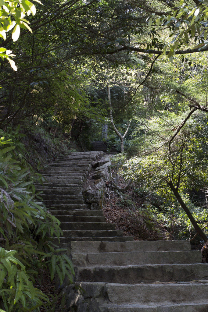 険しい弥山の登山道