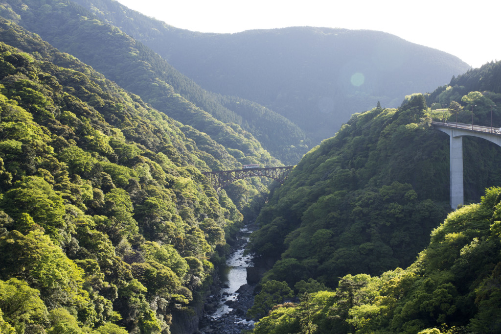 阿蘇周辺の渓谷と鉄橋