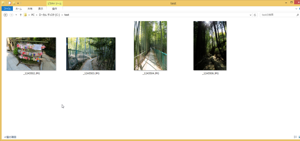 Windows8環境で縦向きに正しく表示されている画像